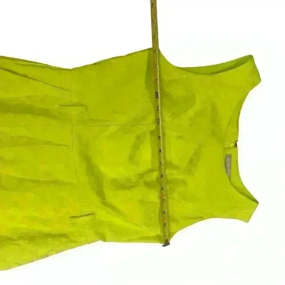 Banana Republic Canary Yellow Sleeveless Textured Lined Belt Sheath Dress Size 0 - Picture 5 of 8
